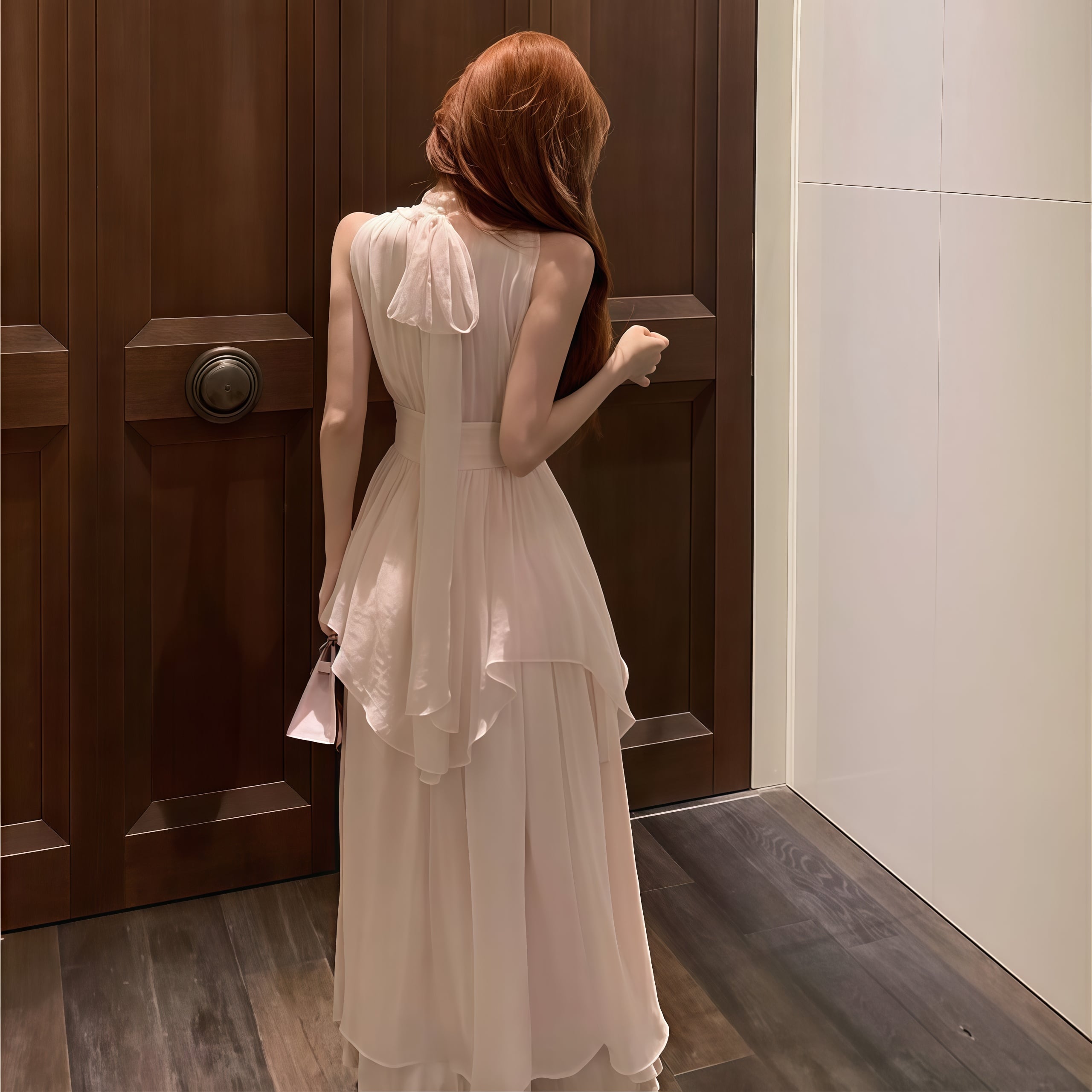 dress】バックリボンノースリーブワンピース M31414 | nanastyle