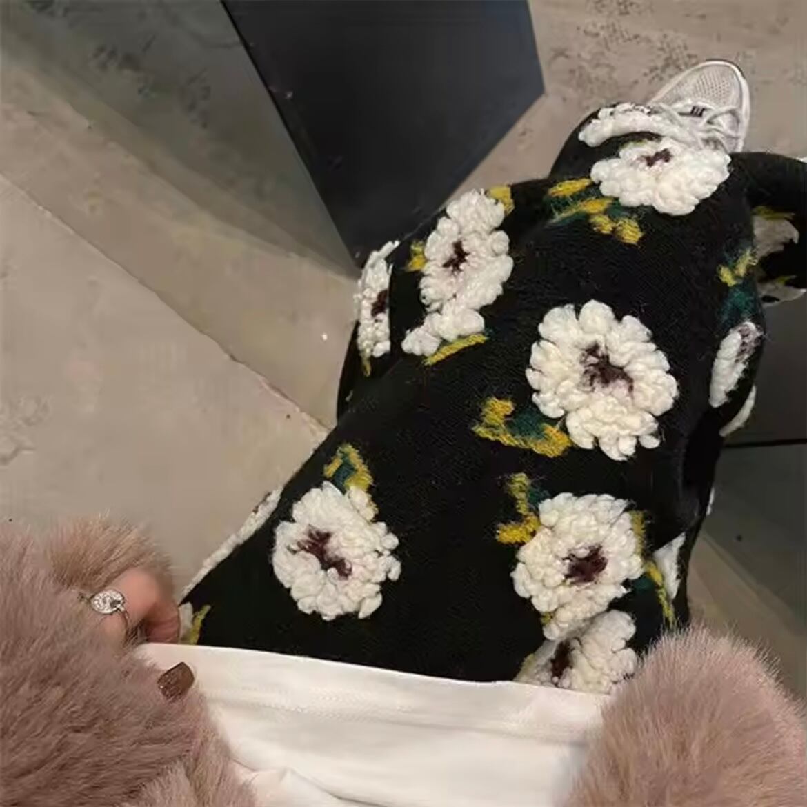 poco poco flower midi skirt