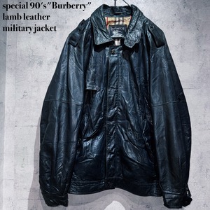 special 90's"Burberry"lamb leather military jacket