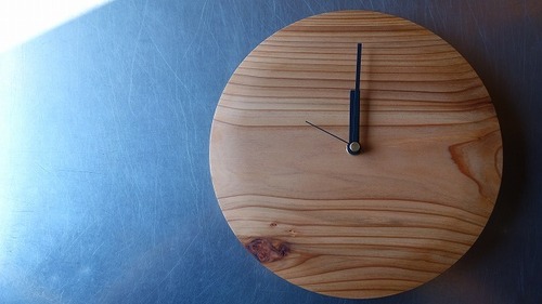 Wooden clock  木の時計 （秋田杉）size L　17-04