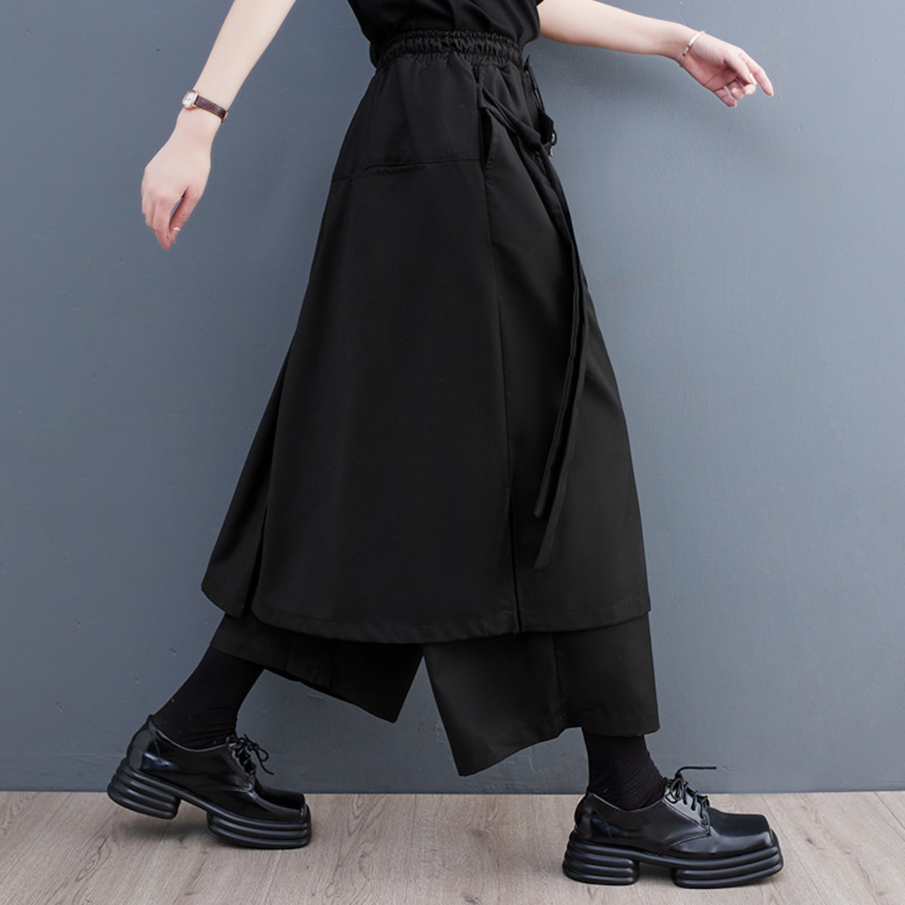 レイヤード風 ルーズ ワイドパンツ 00015