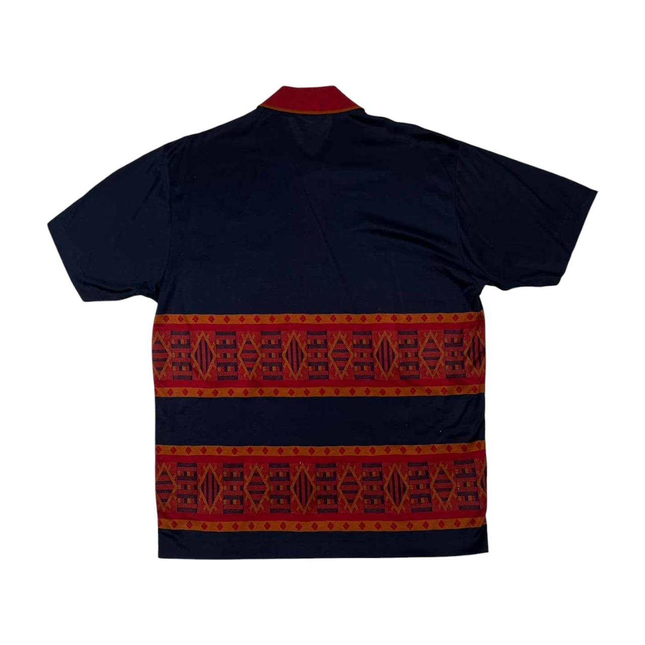 イタリア製 mila schon uomo ミラショーン ネイティブ 柄入り 天竺 半袖 ポロシャツ サイズ M /オールド/ビンテージ