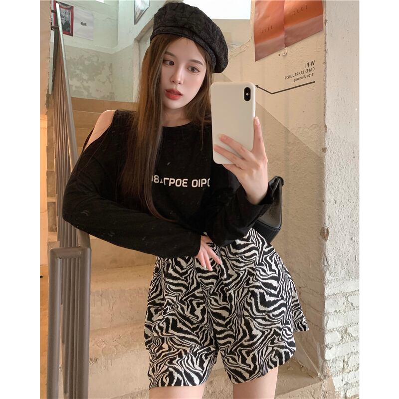 Tシャツ シャツ ルーズ薄手オフショルダーサマーブラックトップス ロング 夏物 ブラックストロベリース73536317199