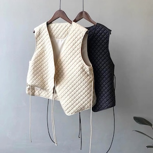 asymmetry quilting vest A-00376