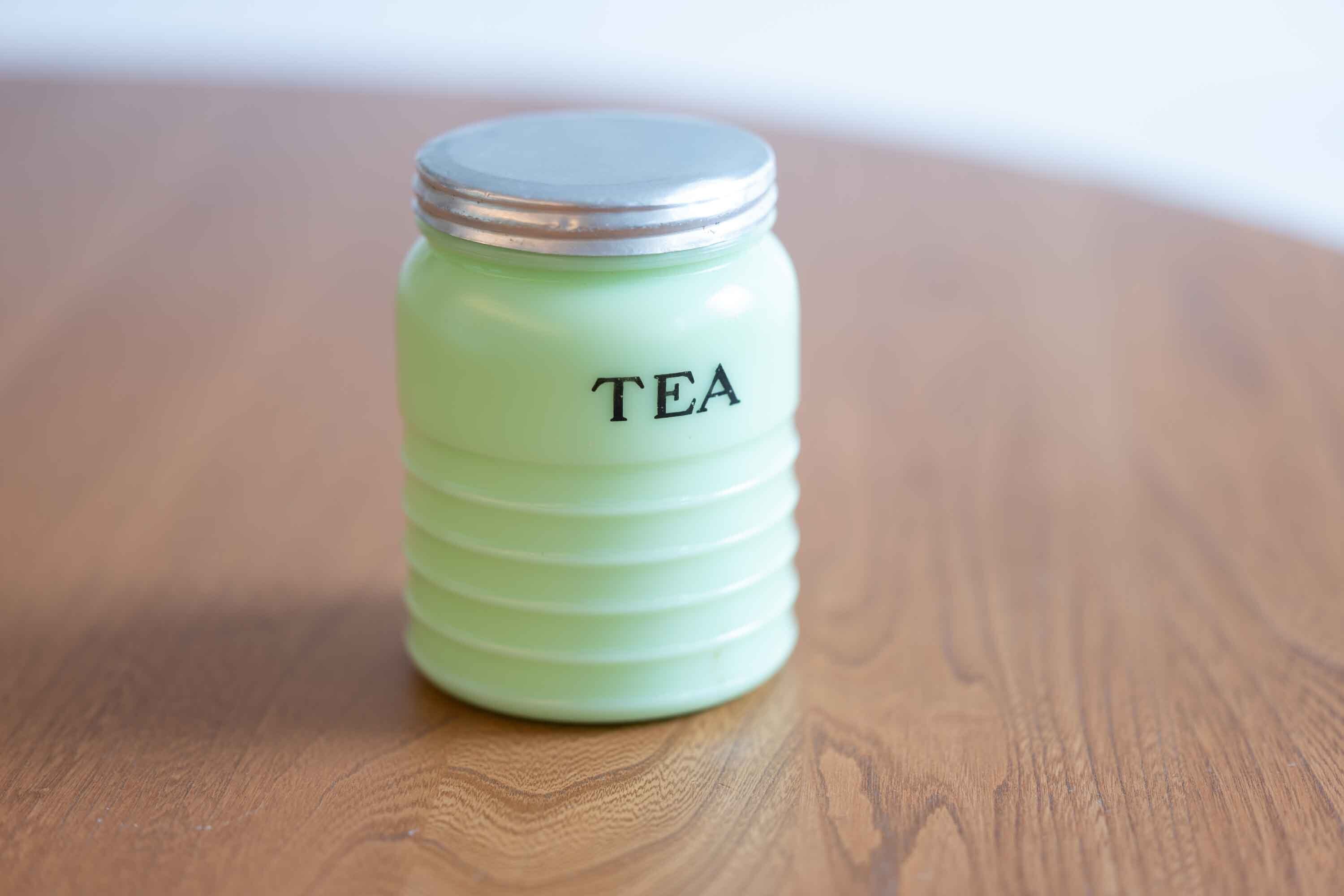 ジャネット社製 ライトジェード 16オンスラウンド " TEA "キャニスター 3-a