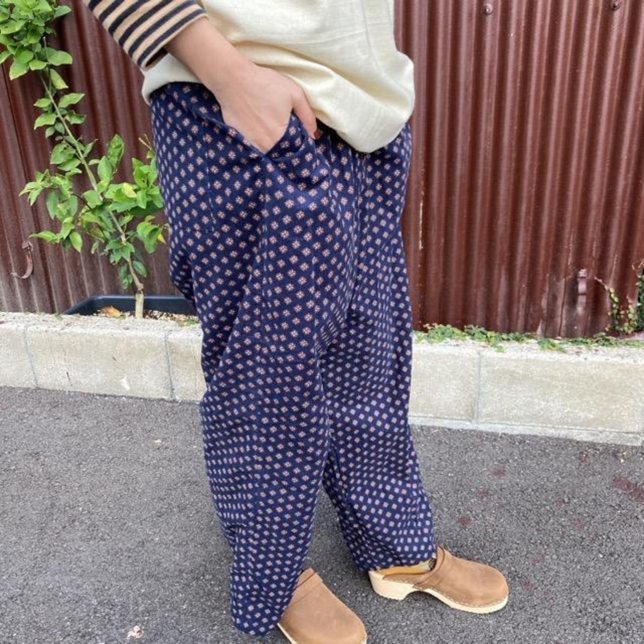 ICHI（イチ）　小紋柄パンツ　ネイビー