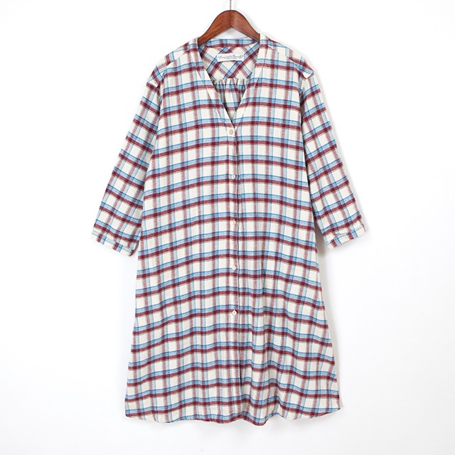 twill check long onepiece / ivory