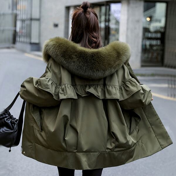 迷彩柄 ダウンコート フリル web01.jp