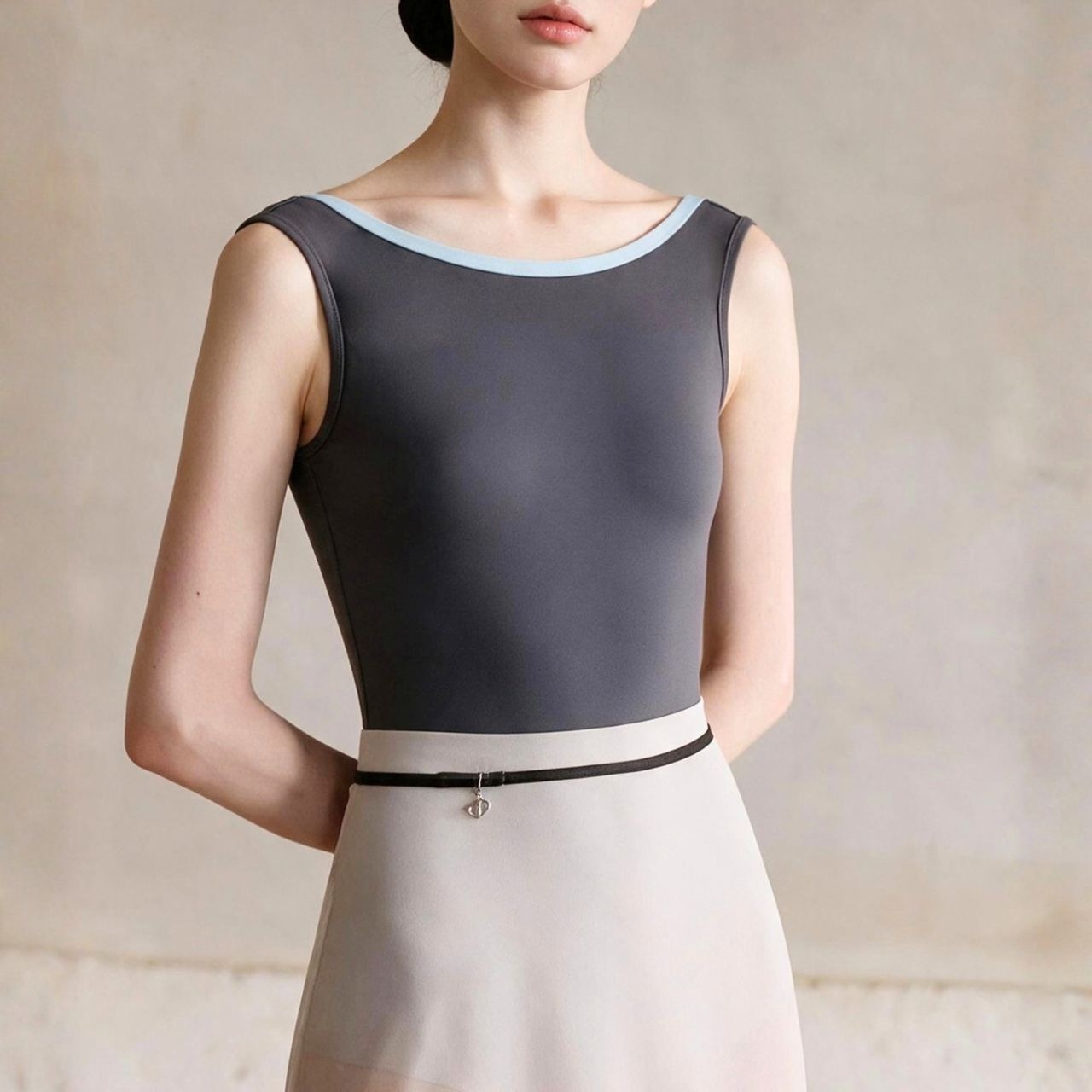 ボートネック トリムレオタード 3色展開 L1569
