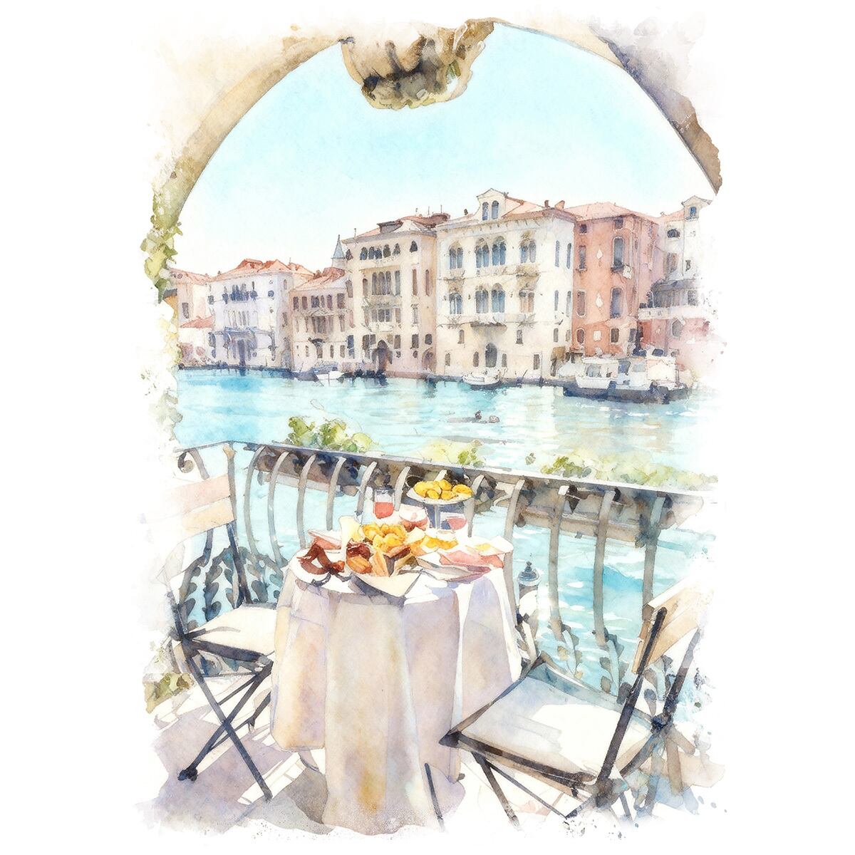 絵画 イタリア 風景画(街並み) ヴェネツィアの運河 インテリアアート額