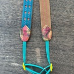 30mm幅カメラストラップキャメル裏地青碧革ムラ染