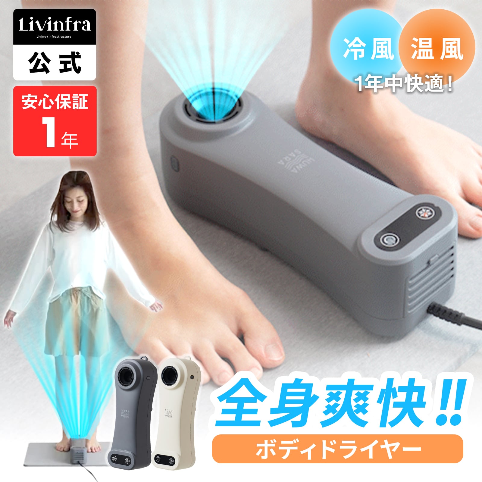 新品未使用　コンパクトボディドライヤー　フワサラ 入浴後の新習慣！髪・顔・体を一気に乾かす「コンパクトボディ