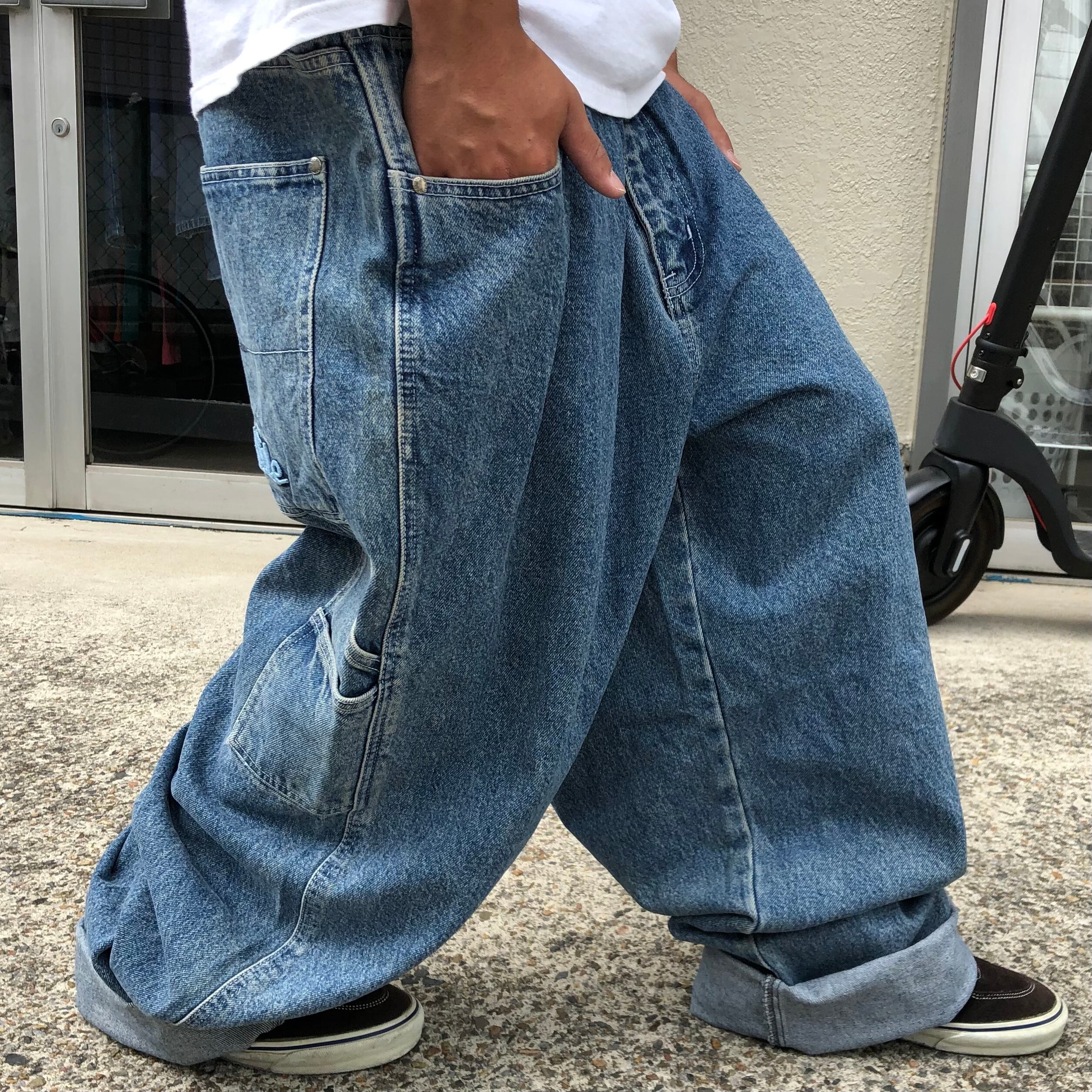 サウスポール SOUTH POLE 極太 ワイド 刺繍ロゴ デニム 38