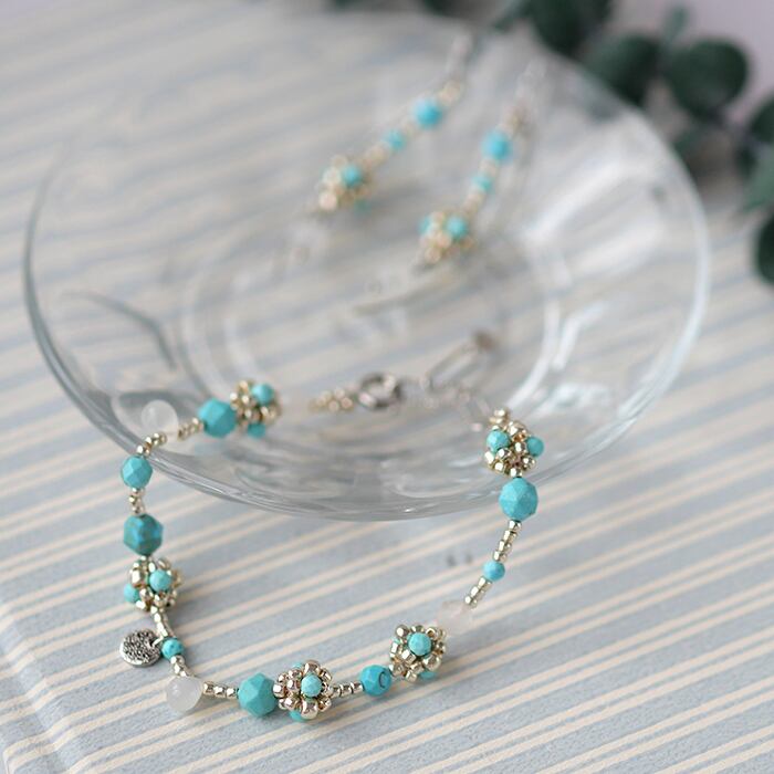 フーベイターコイズデスクビーズネックレス&色んなお石のブレスレット フーベイターコイズデスクビーズネックレス&色んなお石のブレスレット