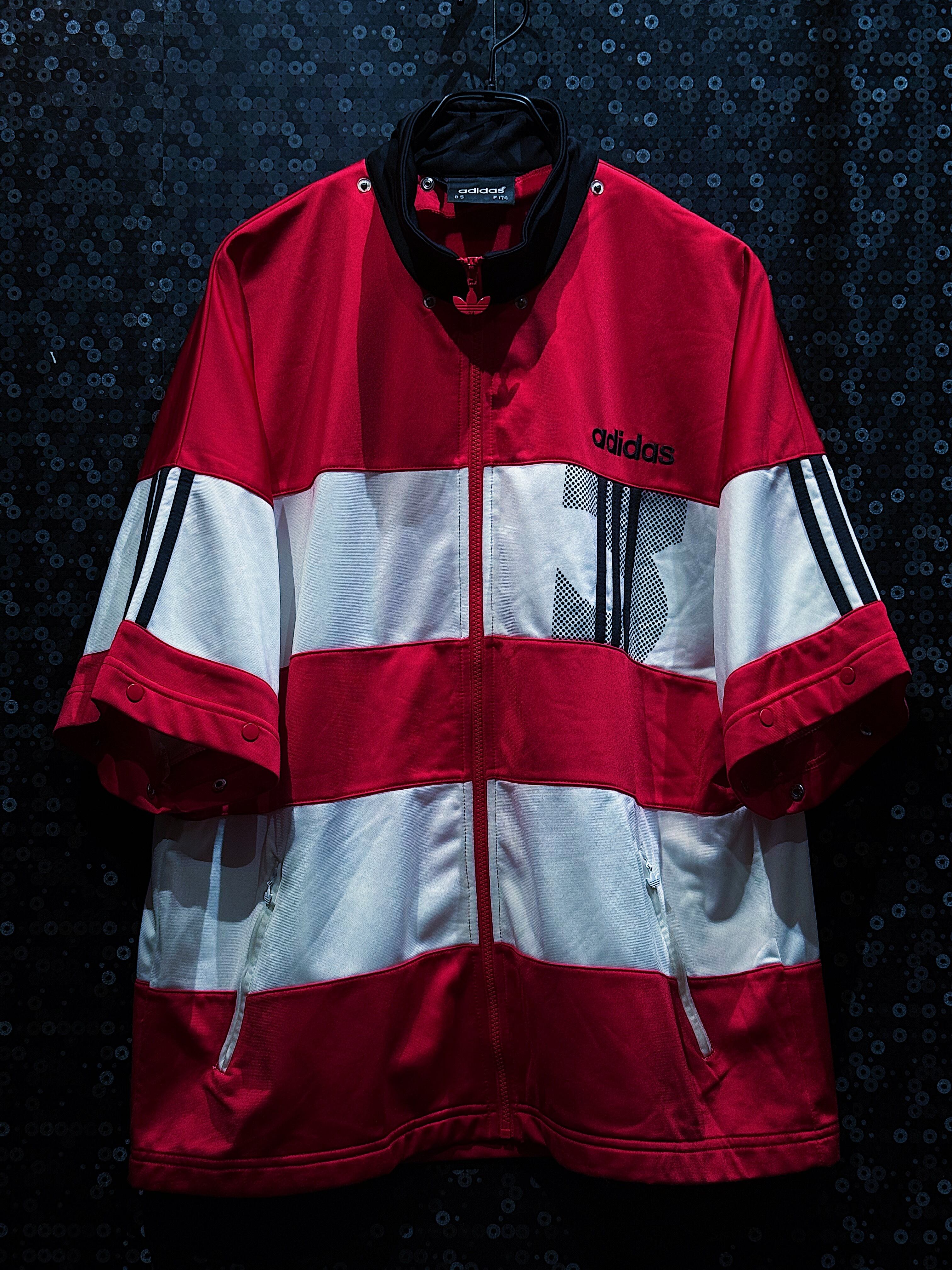 【ÆIEM】"adidas"vintage trefoil back logo half sleeve red track jacket