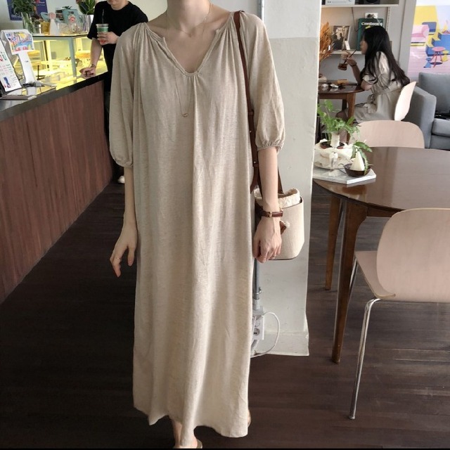 ワンピース ロング レディース 送料無料 2色 フレア シャツワンピース キーネック カシュクール スリット ミモレ丈 ベルスリーブ パフスリーブ 半袖 襟なし チュニック 袖あり ビッグシルエット オーバーサイズ  Aライン かわいい 大人可愛い 大人 上品 おしゃれ お洒落 大人可愛い 大人女子 ラブリー キュート ガーリー 主役級 存在感 とろみ感 オフホワイト ベージュ 無地 春 夏 10代 20代 30代学生 デート お出かけ 女子会 休日 パーティー イベント リゾート トレンド 流行