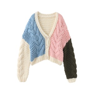 handmade color contrast irregular cardigan