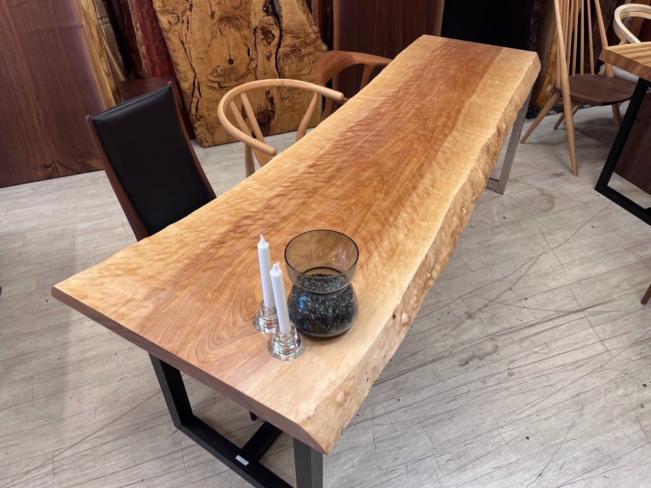 全面杢】真樺（マカバ）_2230×580-680×60_横浜元町店_テーブル天板/一