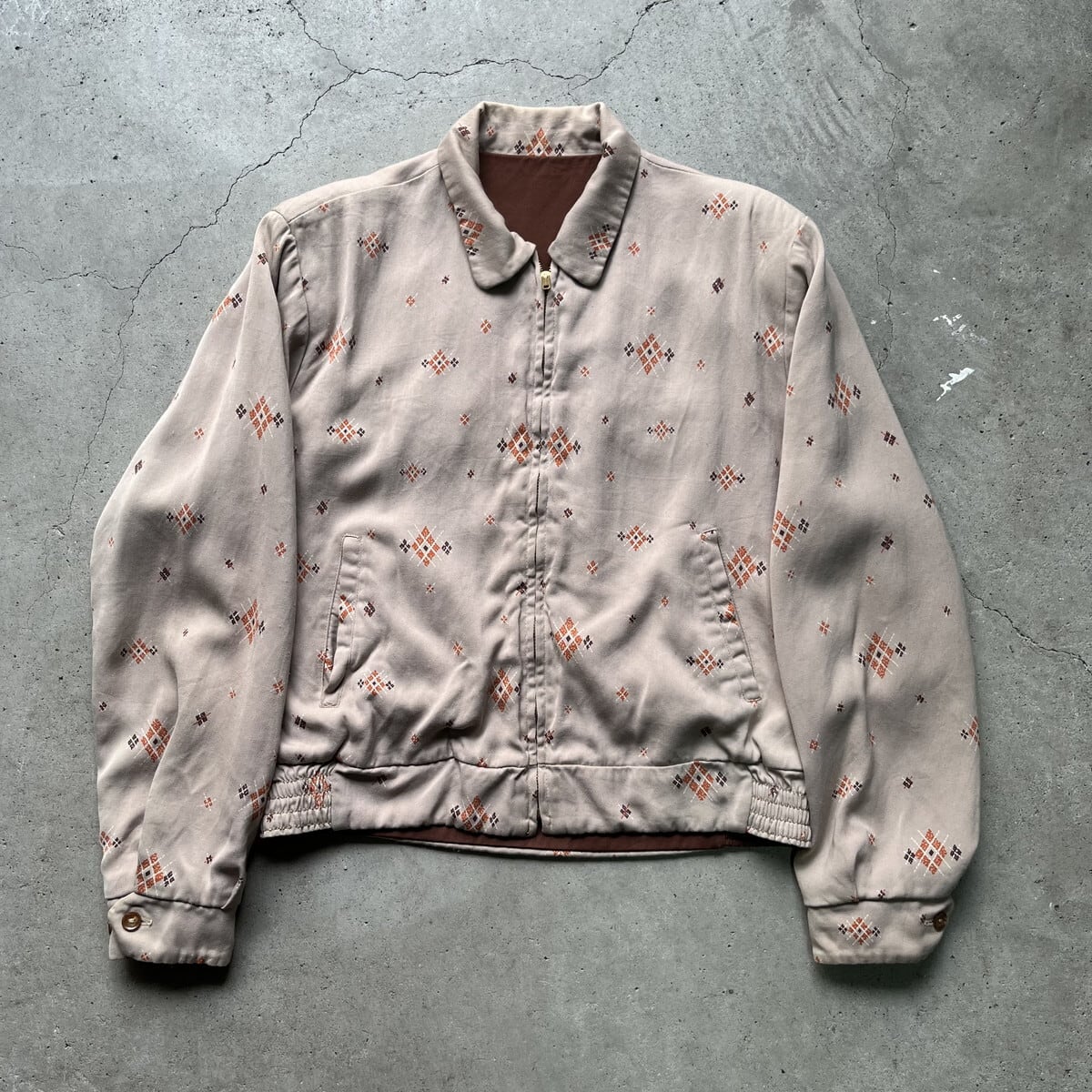 50年代 リバーシブル レーヨン ギャバジンスポーツジャケット メンズM  