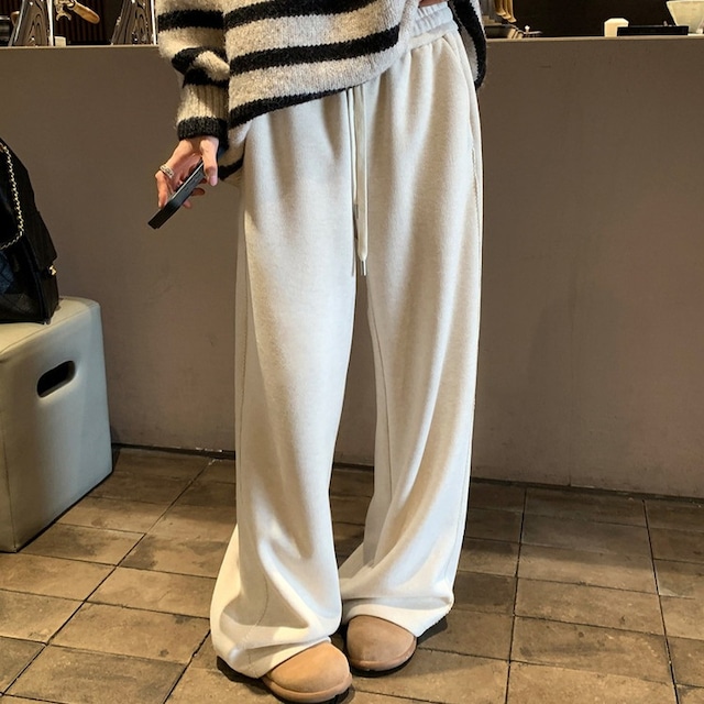 ブラッシュドステッチワイドパンツ 2color [am03976]