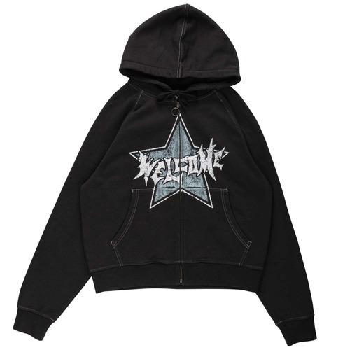WELCOME / ALL STAR PIGMENT-DYED CROP ZIP HOODIE