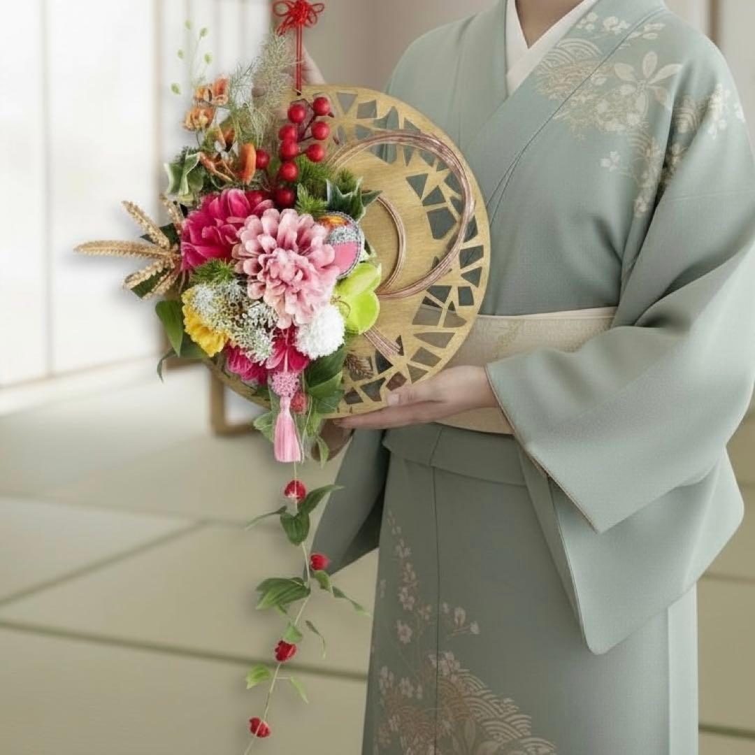 ㊺迎春しめ縄｜和モダン新年飾り｜玄関にも室内にも飾れるしめ縄リース