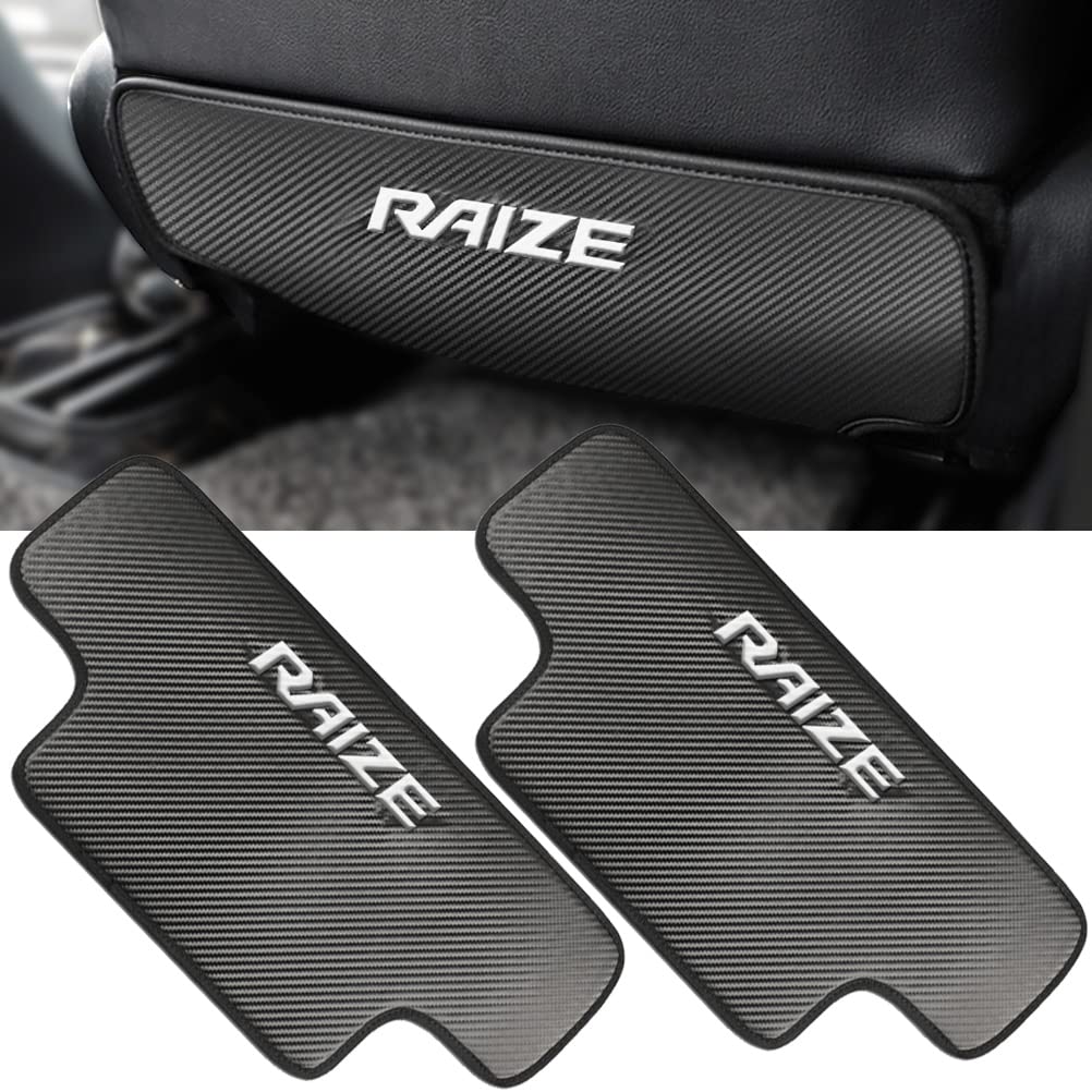 Kayafar トヨタ ライズ 専用 キックガード RAIZE シート バック キック マット 汚れ防止 蹴り防止 ライズ シートバックプロテクター RAIZE 内装 パーツ カスタム ドレスアップ 運転席/助手席対応 2Pセット 取付簡単 カーボン調 (白い)