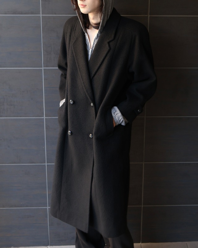 cashmere100% double breasted 4b long coat