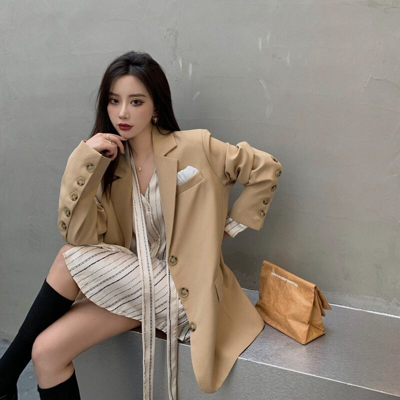 レディースオータムスタイルジャケット ストライププリントシャツ ストリート 秋物 ドラファッションホール33772952598