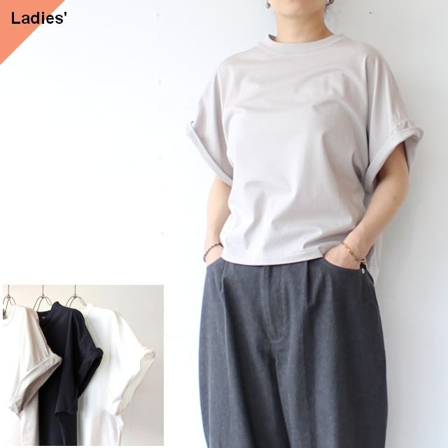 HAVERSACK 60/2サイロ天竺ドルマンクルーネックT Roll-up sleeve crew neck tee