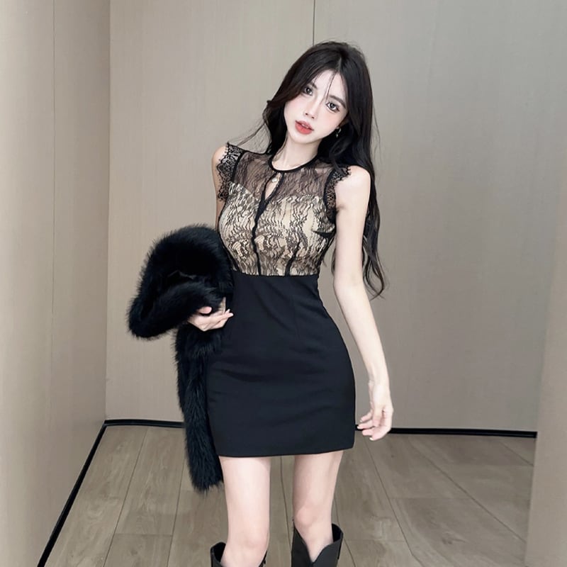 ミニドレス セクシー キャバクラ レース 肌見せ キャバドレス XH2