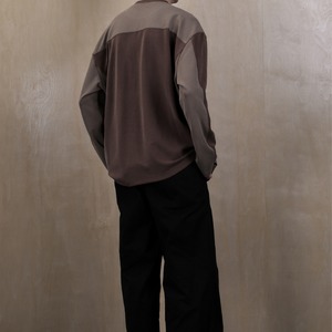 コントラストカラーワッフルロングTシャツ　0812