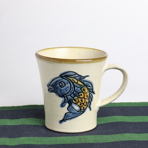 やちむん 陶眞窯 マグカップ 魚紋  Yachimun Mug Fish #050