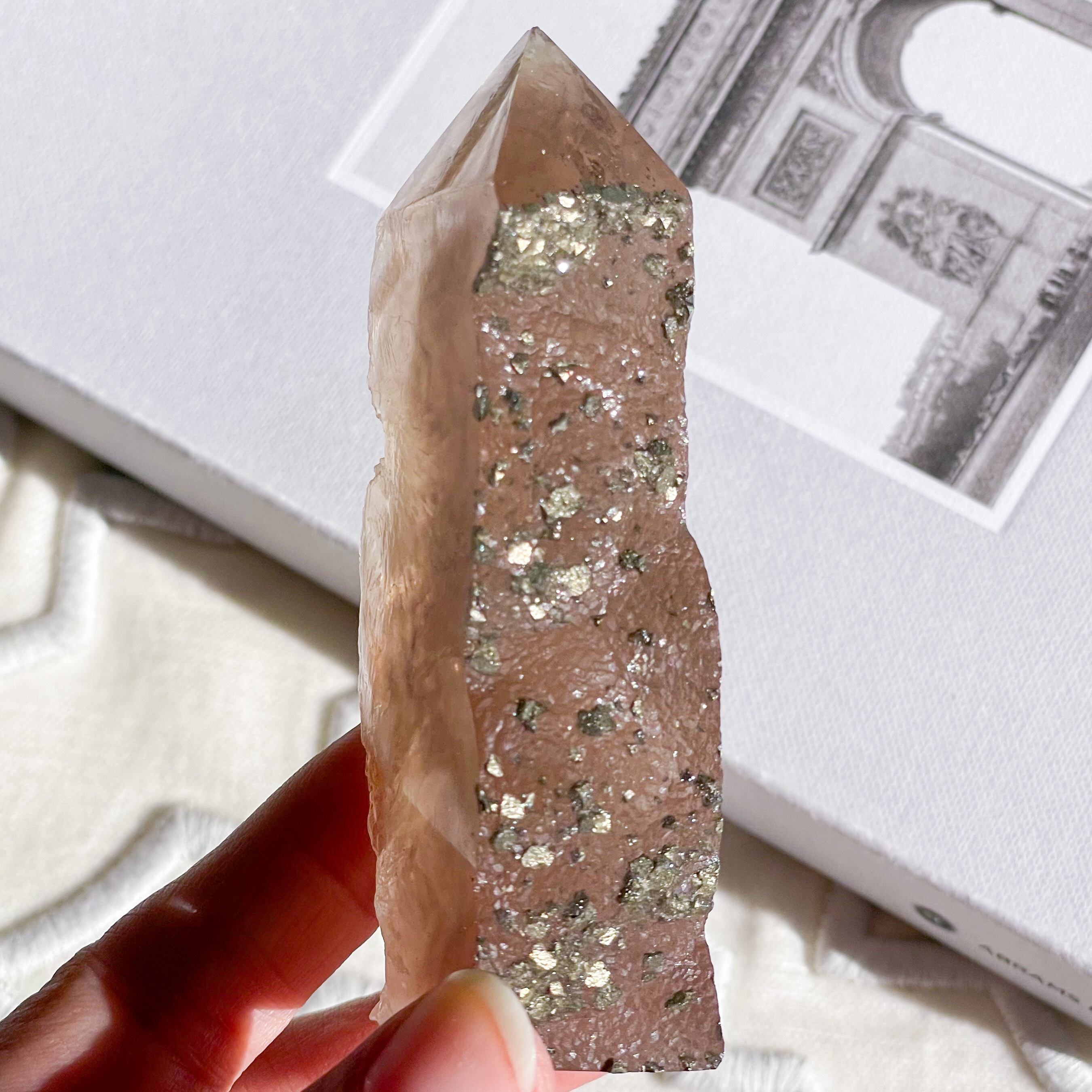 Pyrite on Fluorite Point 4 ✧ フローライト&パイライト ポイント