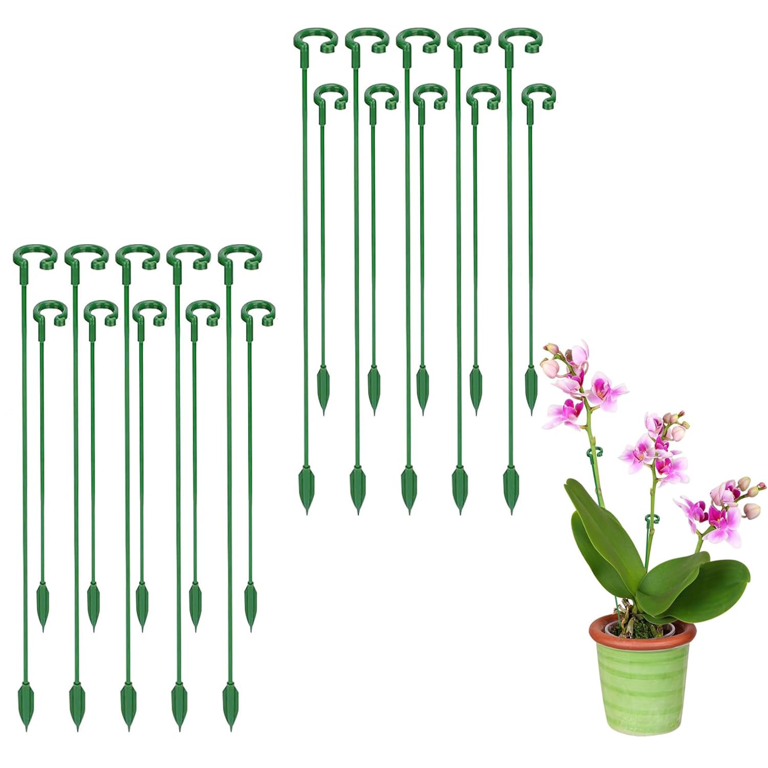 【特価処分】LIKENNY 園芸支柱 植物支柱 花ささえ スライド支柱 17cm+27cm 20本組セット 耐久 部屋の装飾 使いやすい 植物成長 植物サポート盆栽用 花支え ガーデニング用支柱