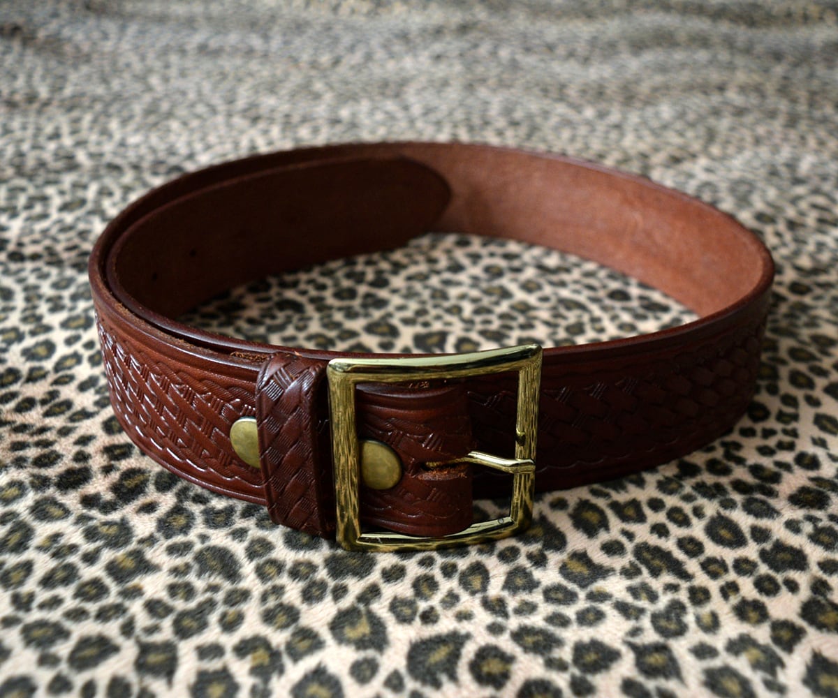 DEAD STOCK TRIPLE K BASKET WEAVE BELT WALNUT 34 | SECOND TIME
