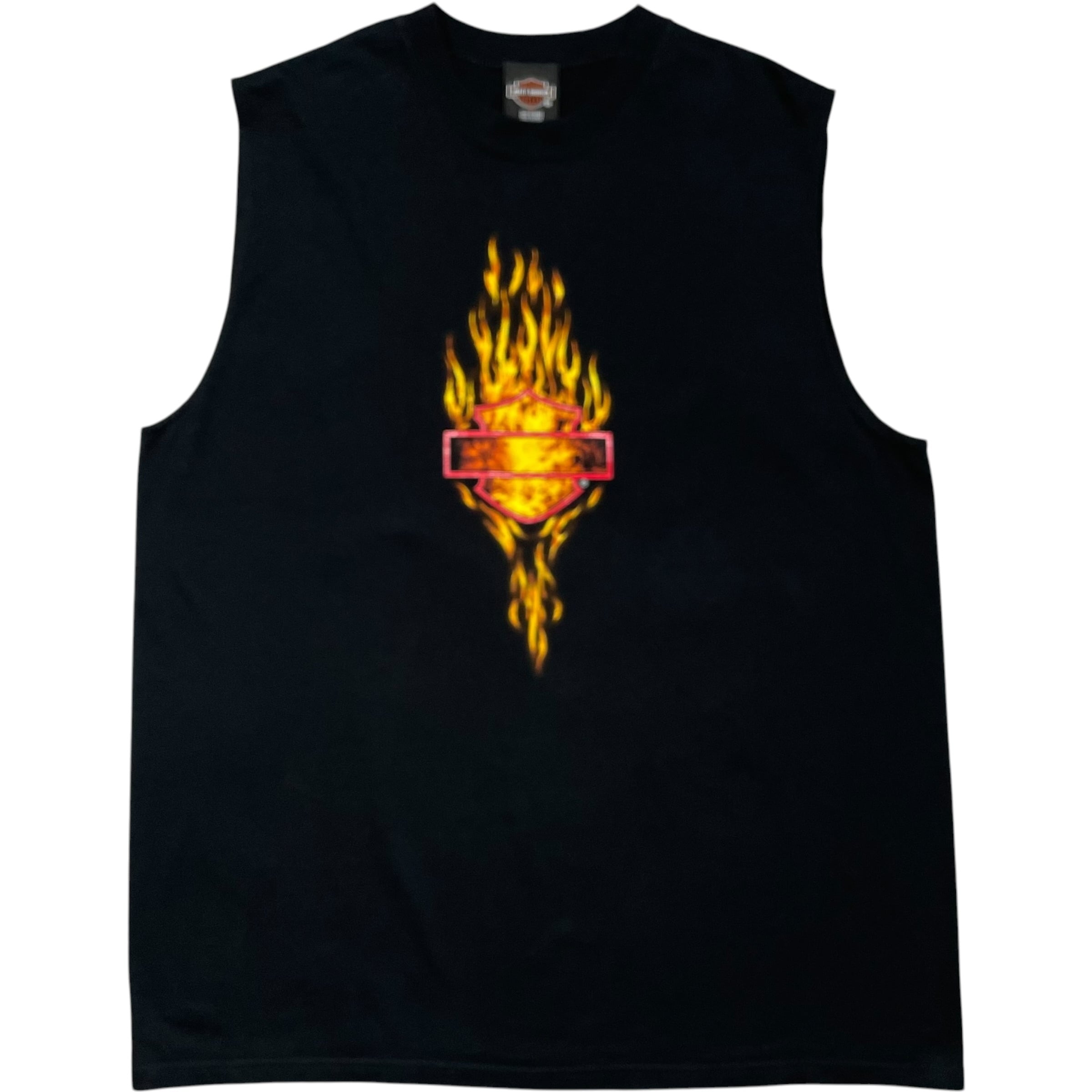 《XL》 Harley-Davidson ハーレーダビッドソン ノースリーブTシャツ ブラック プリントデザイン no.10193