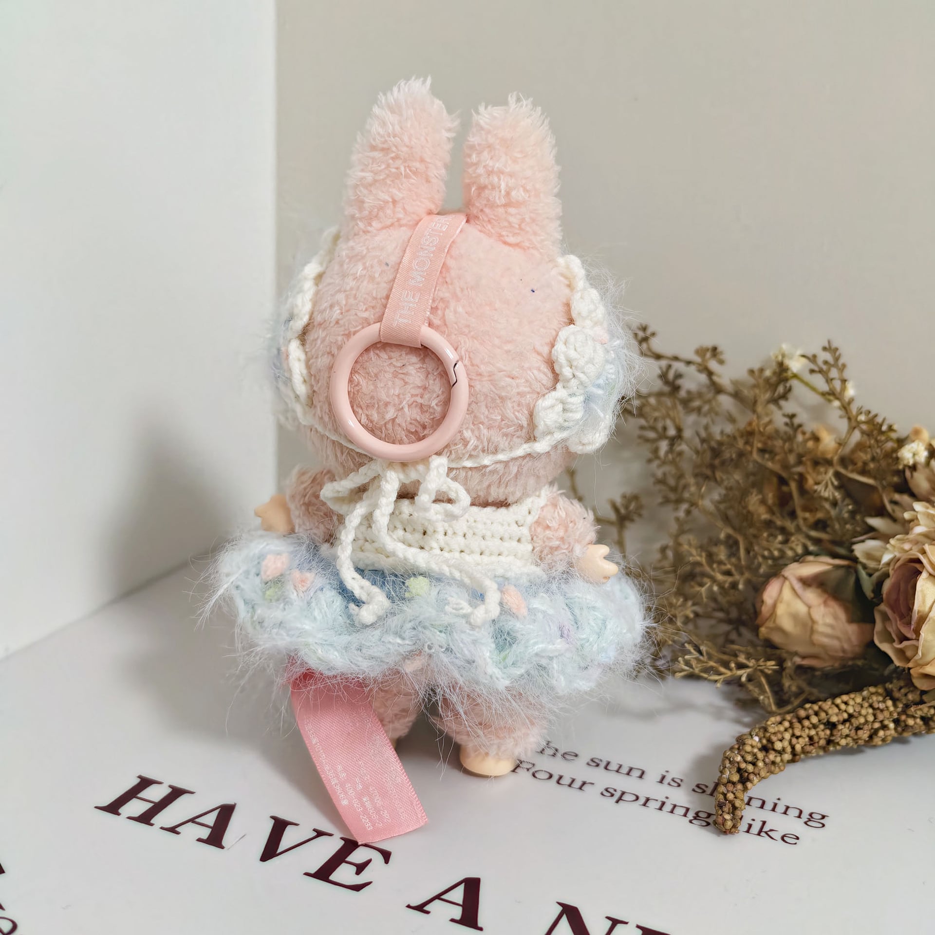 LABUBU 123代用 手作り 花の妖精 ニットフラワーワンピース＋ヘア
