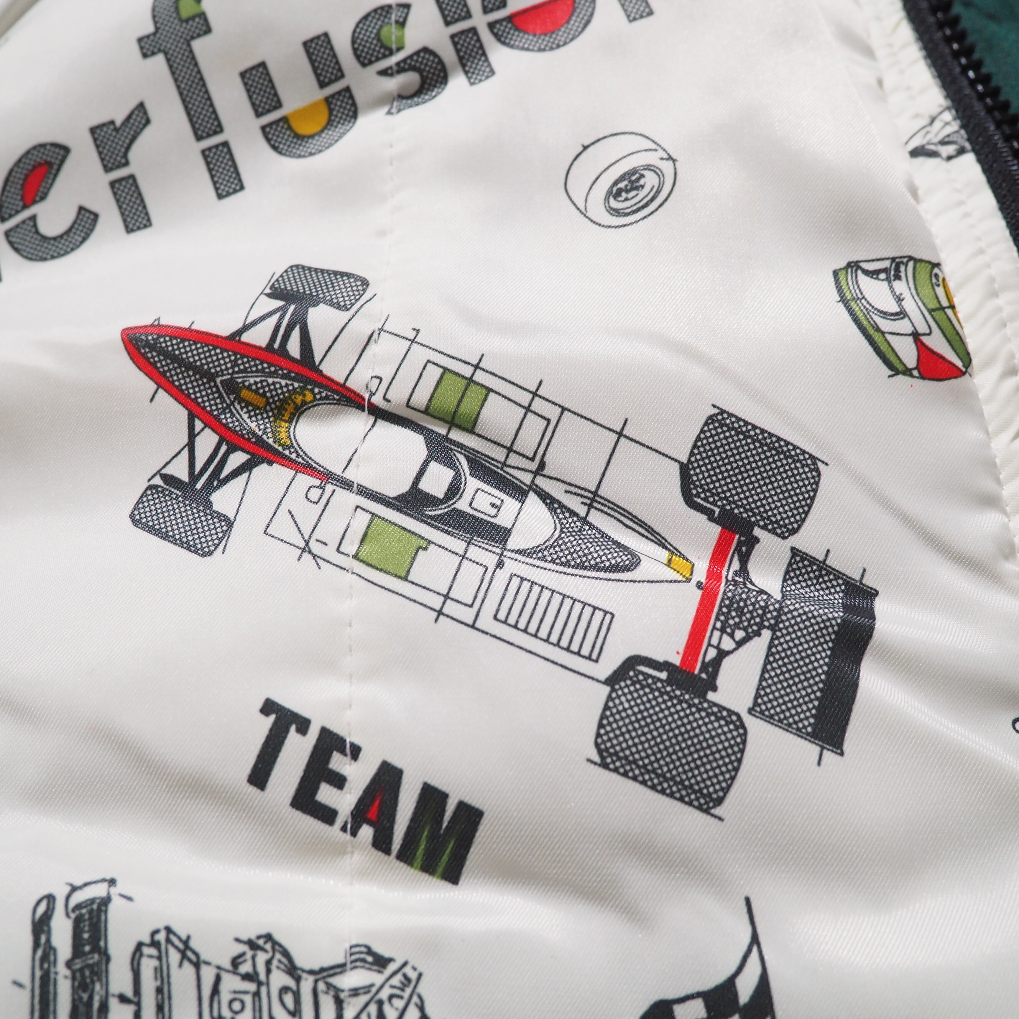 1980 - 90s " INTER FUSION " Beautiful Green × Pop Lining vintage Racing Blouson