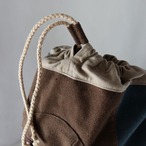 【Deadstock Item】バックパック / Top-flap Draw Backpack/ ブラウン&ネイビー×カーキブラウン・ボトム