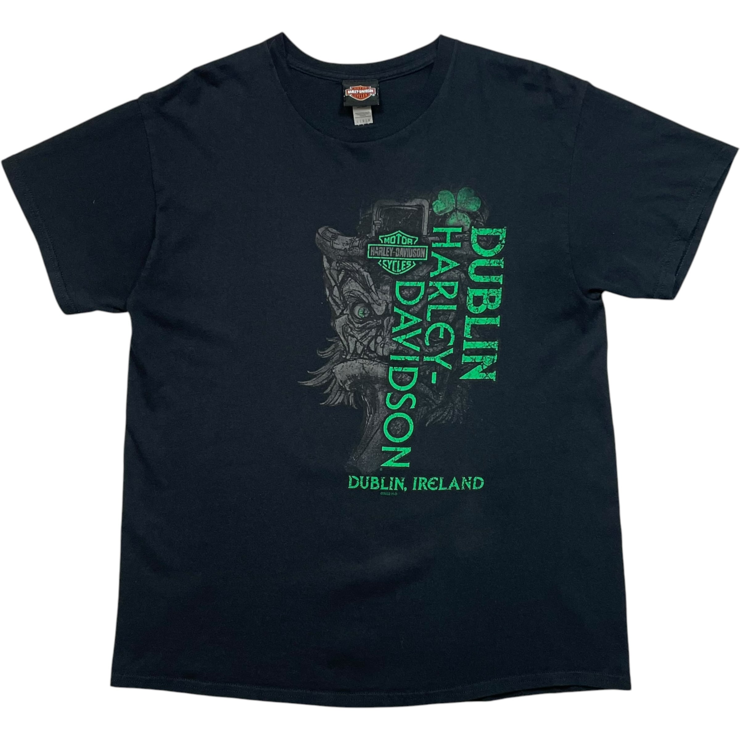 《L》Harley-Davidson ハーレーダビッドソン Tシャツ 両面プリント クローバープリント フェード ブラック no.10354
