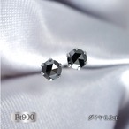 【在庫限り】Pt900 ローズカット ブラックダイヤ 0.15ct（両耳0.3ct）ピアス
