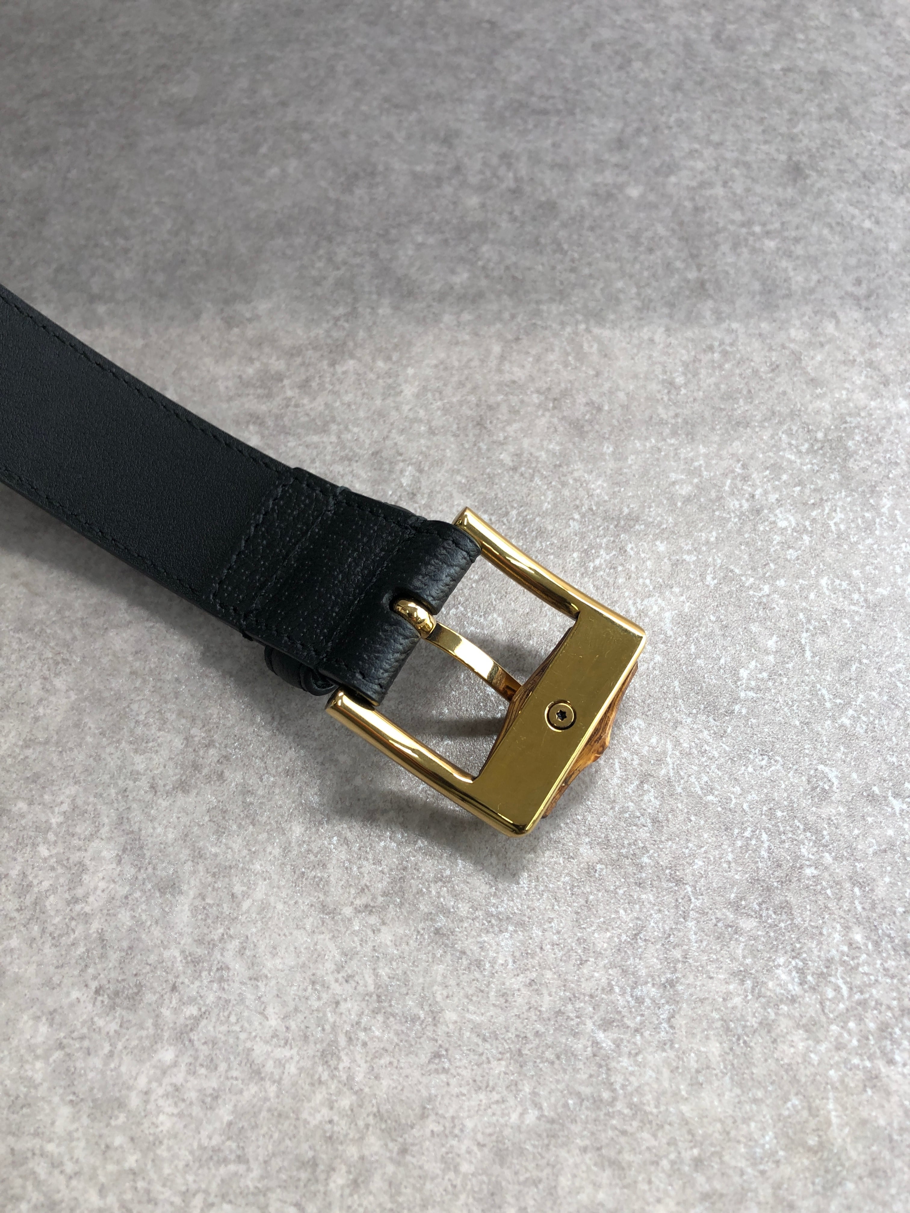 GUCCI グッチ ベルト ブラック バンブー レザー バックル vintage
