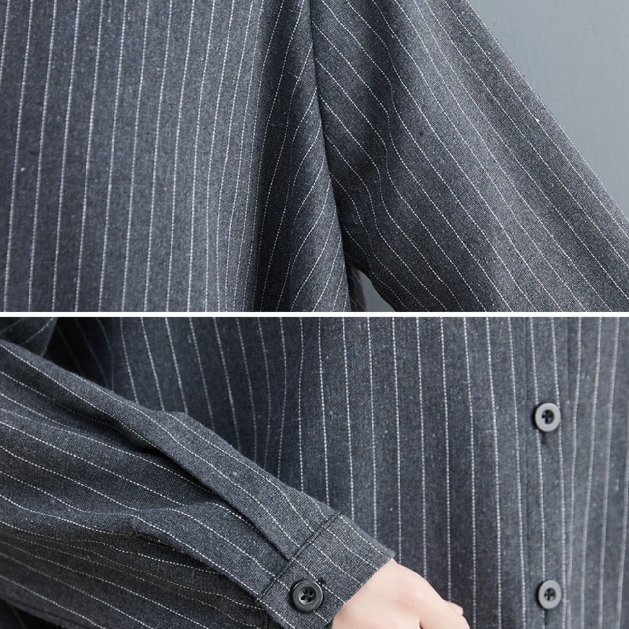 Striped Spliced Mesh Shirt Dress / ストライプ シャツ × メッシュ ワンピース