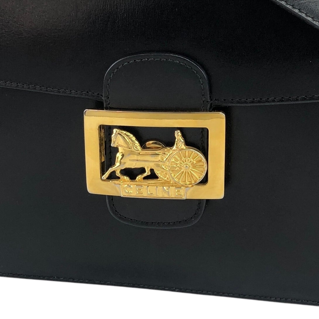CELINE セリーヌ ショルダーバッグ ブラック レッド 馬車 ホース