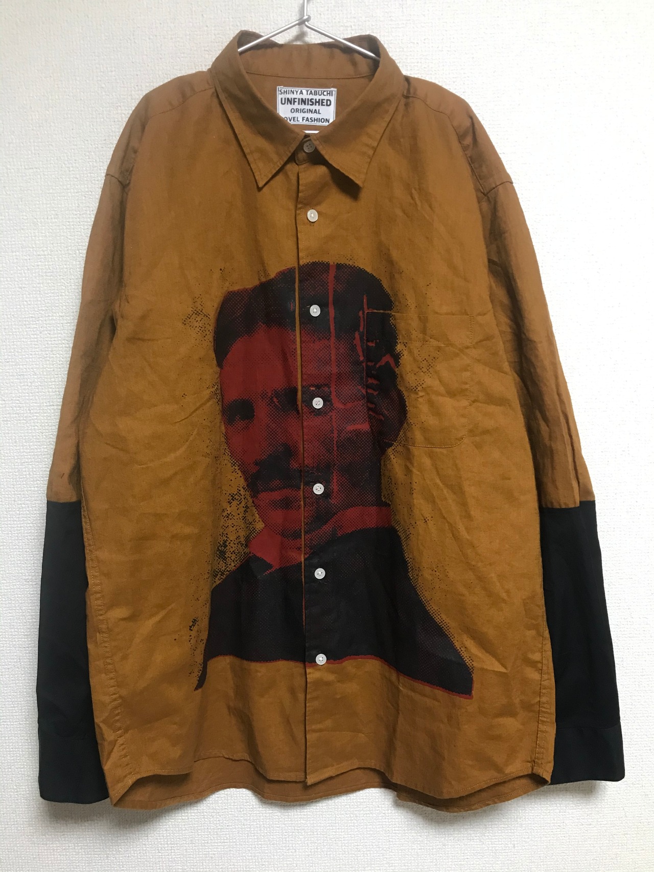 UNFINISHED麻切り替えシャツニコラテスラ