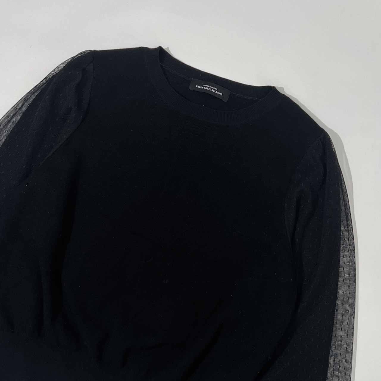 UNITED ARROWS GREEN LABEL RELAXING ユナイテッドアローズ ドット柄 パフスリーブ 長袖 ニット セーター /ブラック レディース