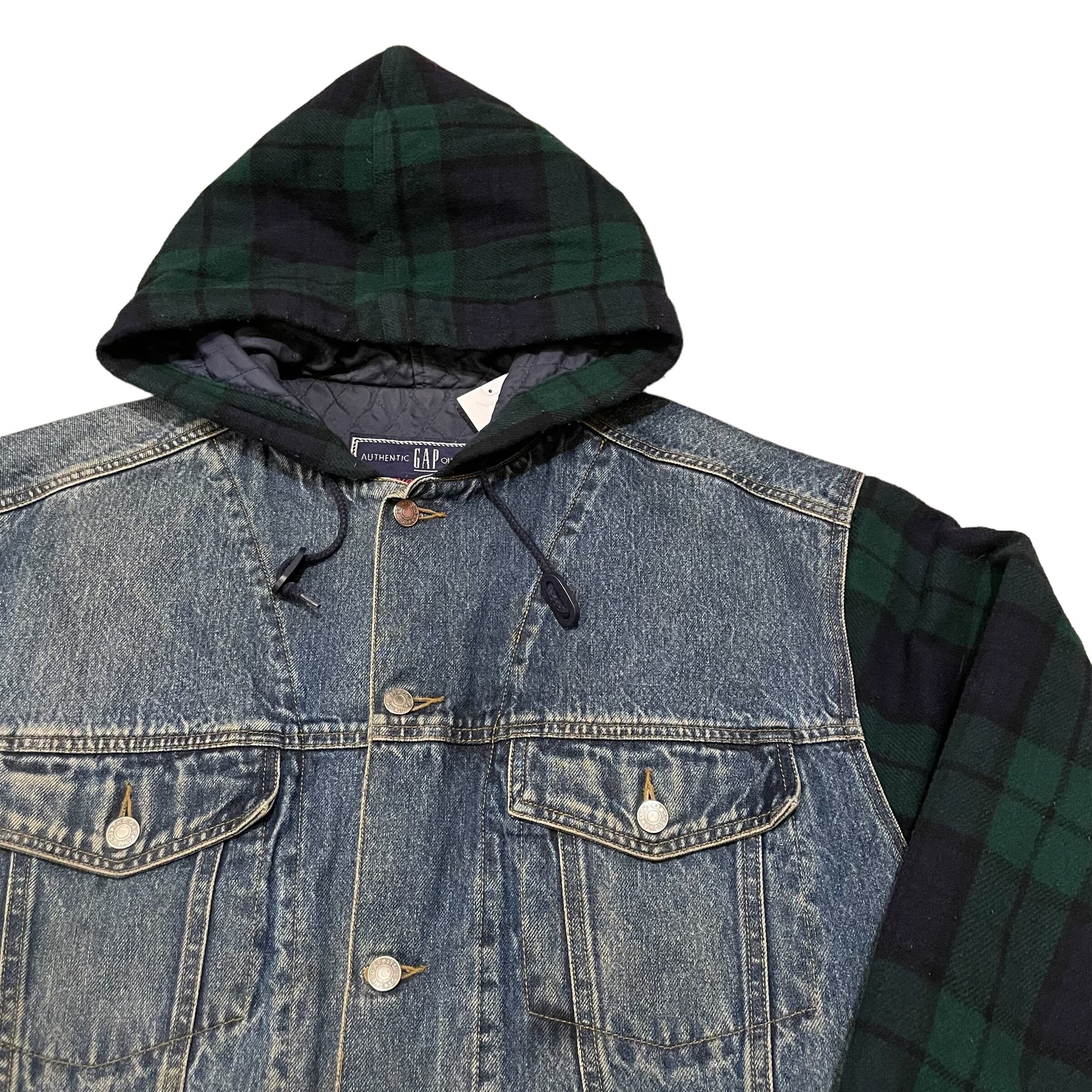 90s GAP wool×denim black watch jacket What’z up