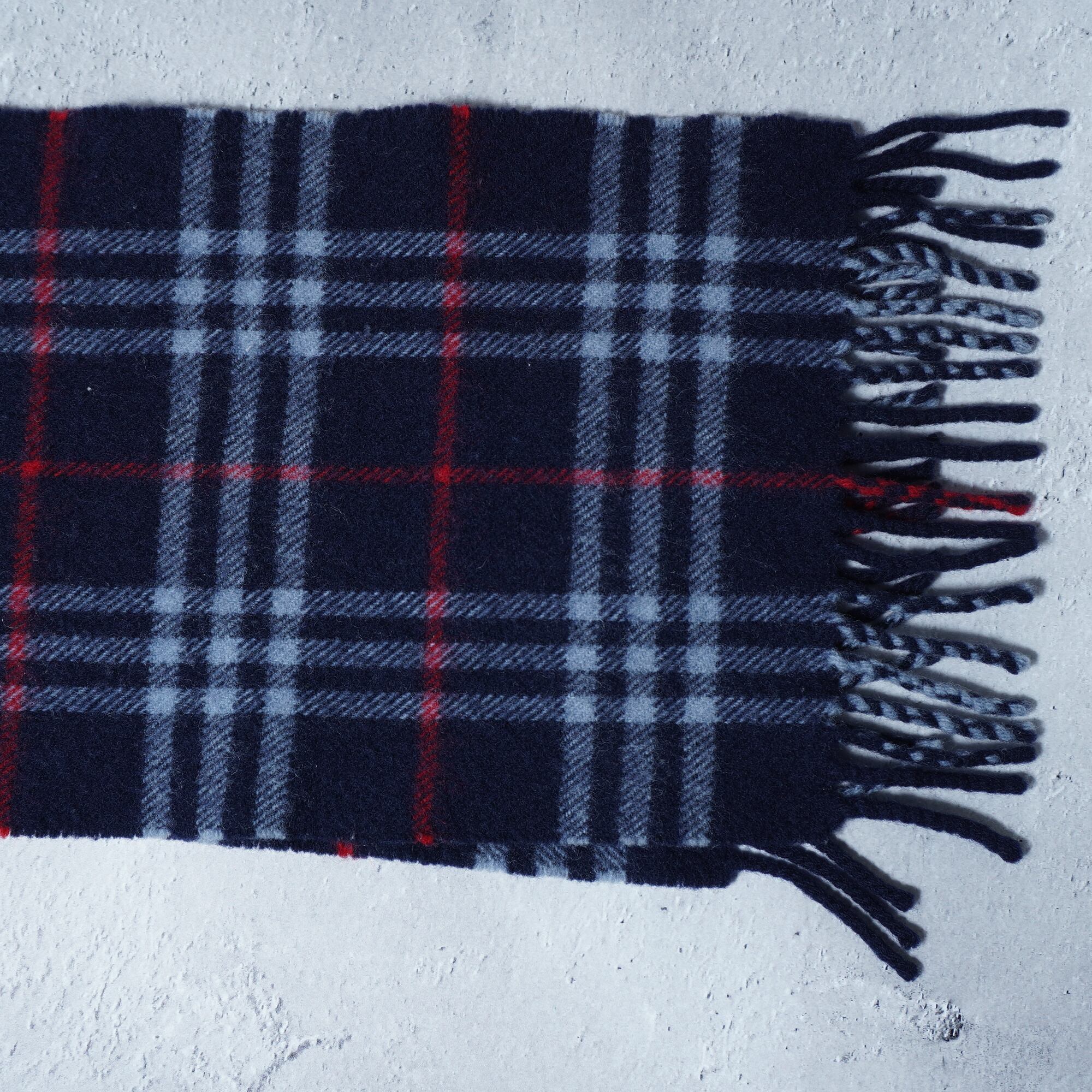 BURBERRY】バーバリー WOOL100%チェック柄マフラー navy | MIXHIVE