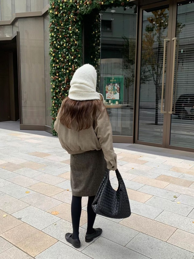 (予約) ounce / Classic herringbone wool midi skirt 2color